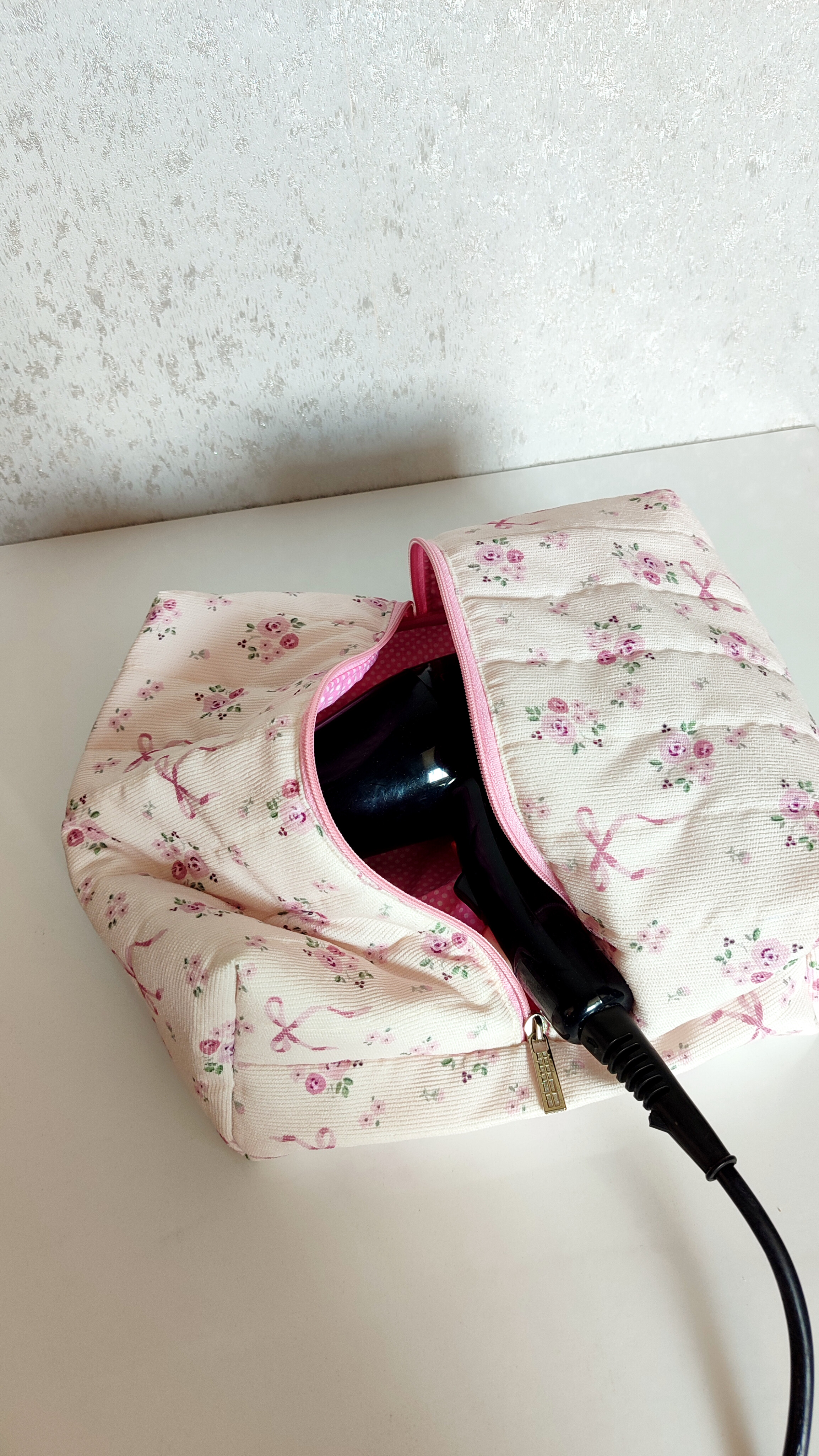 کیف سشوار گل و پاپیون صورتی🎀🌸